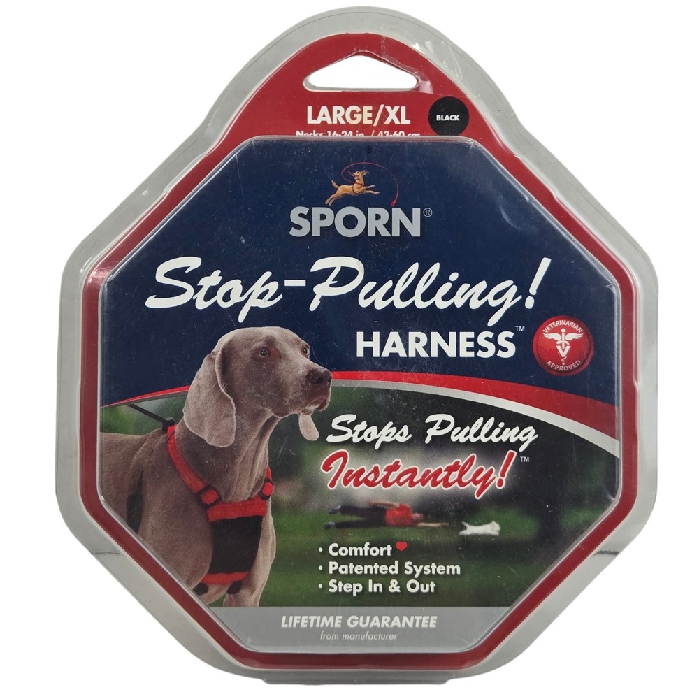 Sporn Stop-Pulling Dog Harness Patented Step-In Black Large XL No Pull Training